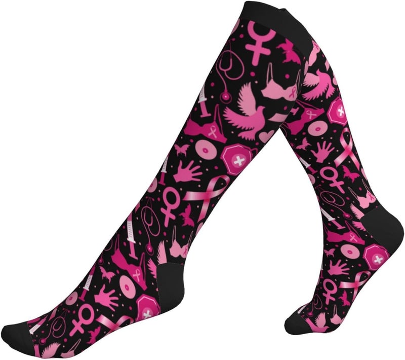 Figtihw Tie Dye Compression Socks Knee High Support Socks For Women Men Running Athletic Hiking - Image 2